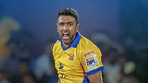 Photo: X/ @ESPNcricinfo : Ravichandran Ashwin in action at the TNPL 2024.